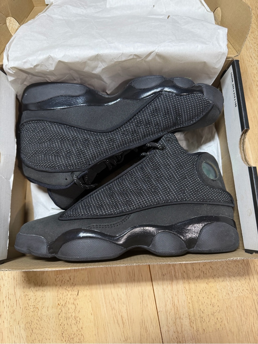 Air Jordan 13 Retro 'Black Cat' Youth Grade School Size 5 Black Green With Box